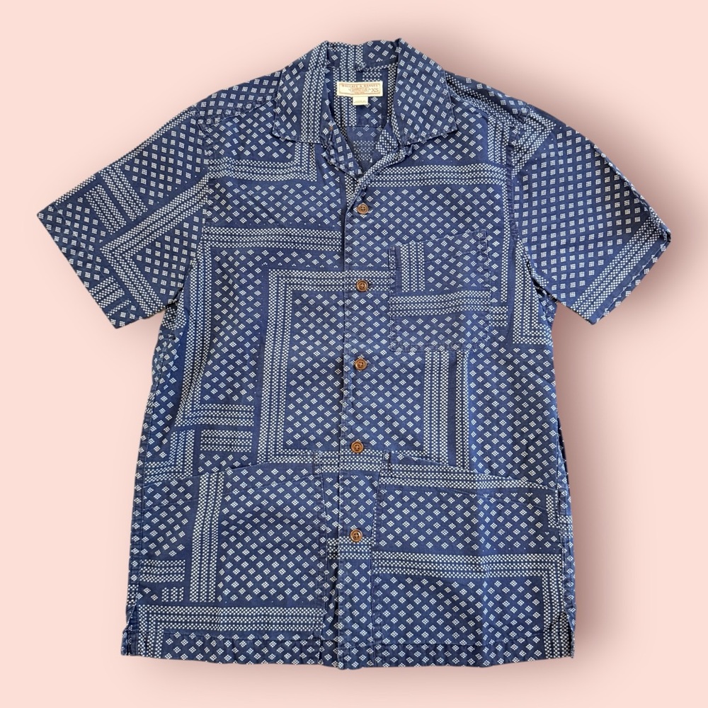 J. Crew / Wallace & Barnes Geometric Blue Casual Button Down Shirt